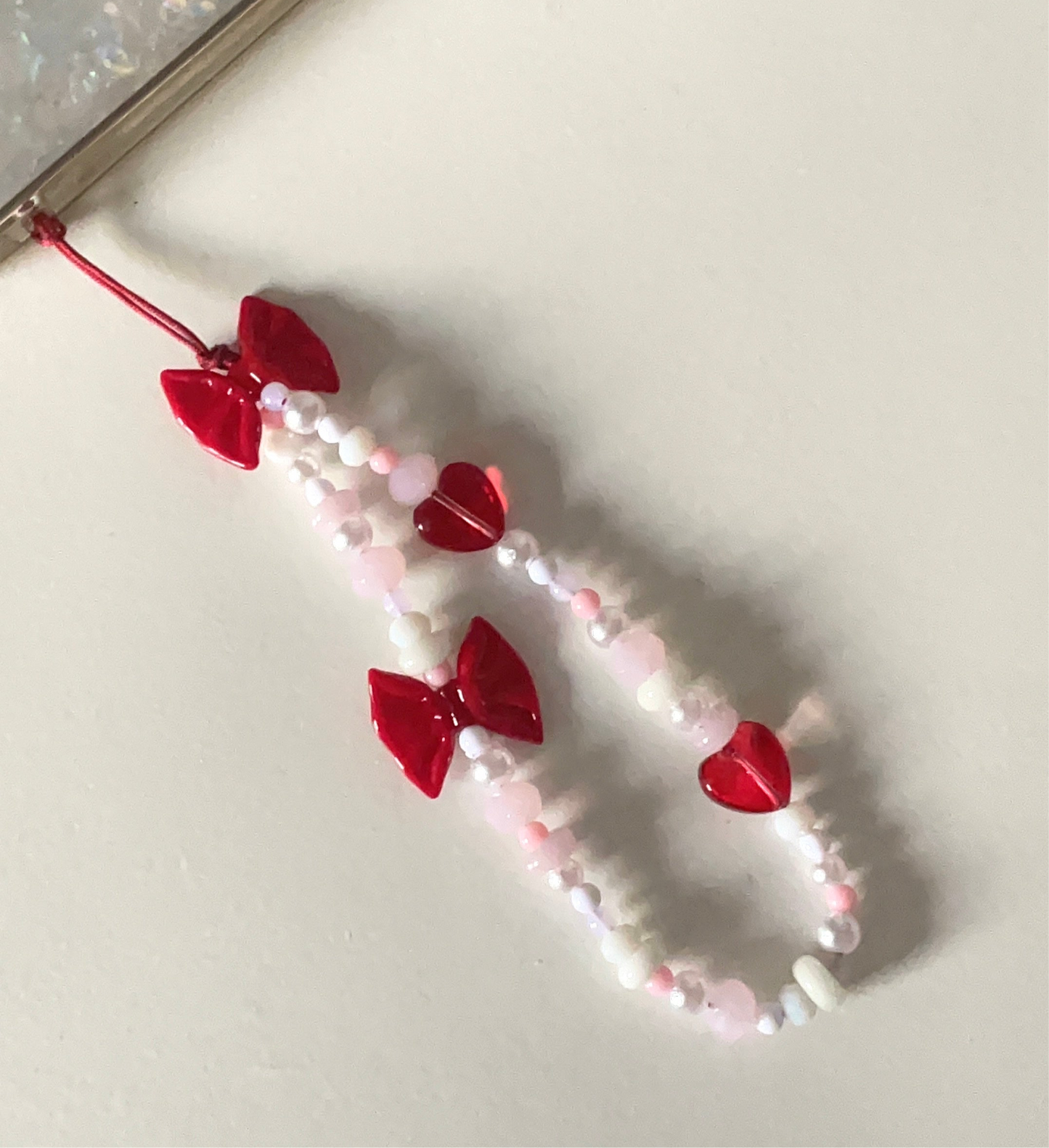 cherry pink phone strap