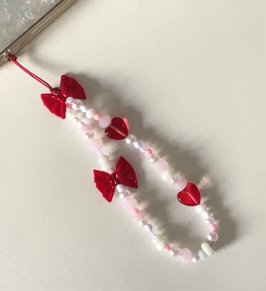 cherry pink phone strap