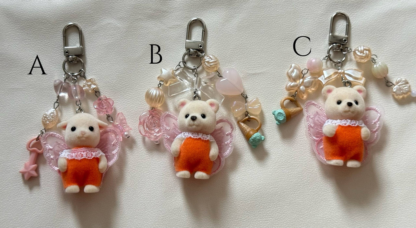 sylvanian families keychain (bear & lamb)